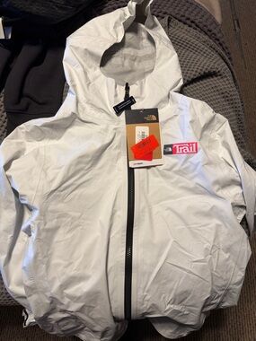 The North Face White Hooded Trail Shell Jacket